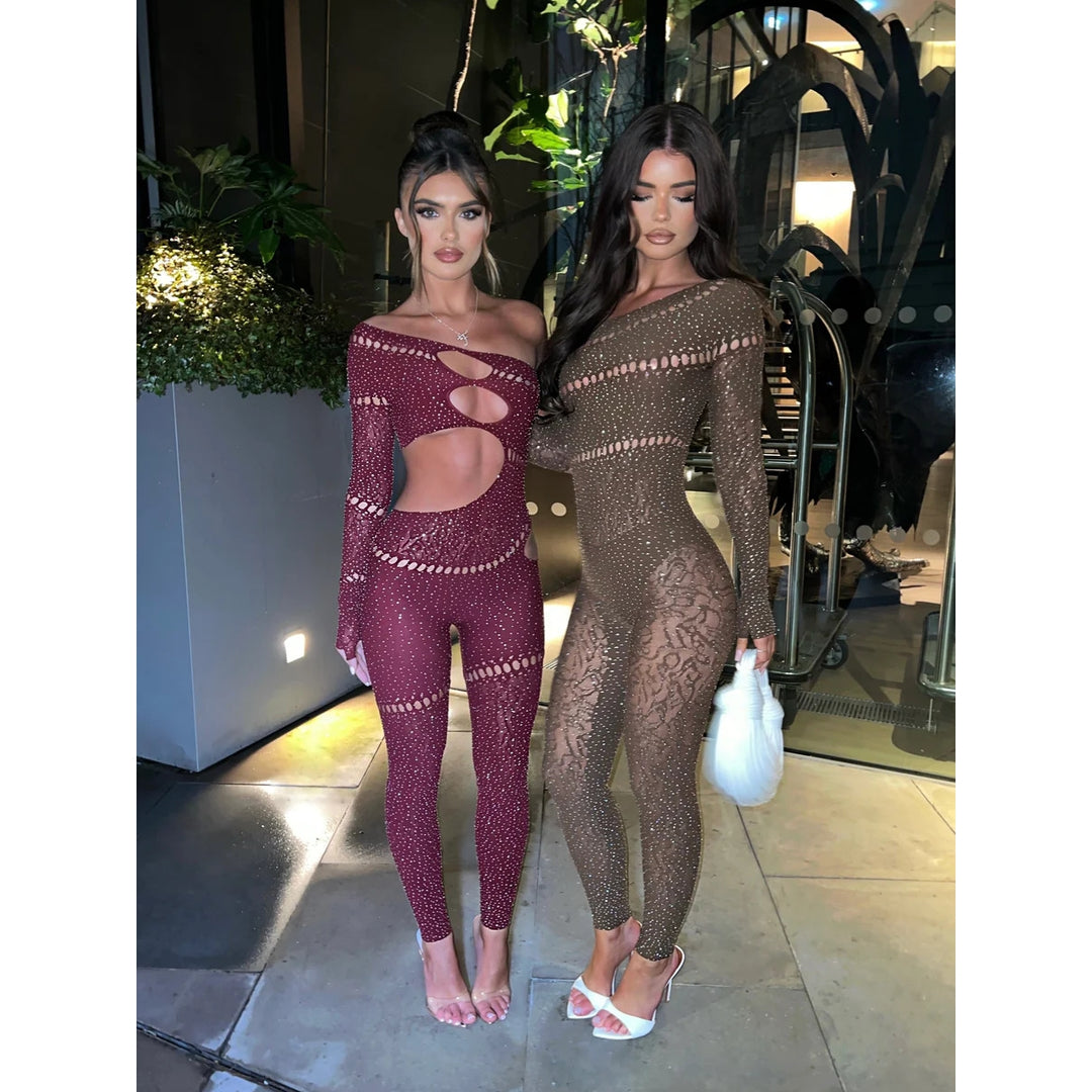 Crystal Sheer Long Sleeve Bodystocking