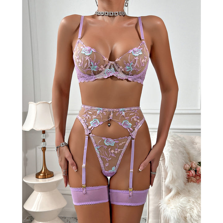 Embroidered Lace Lingerie Set