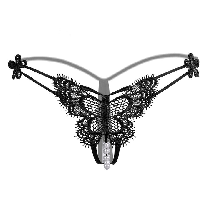 Embroidered Pearl Lace Thong