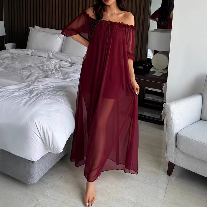 Sheer Ruffle Maxi Slip Dress