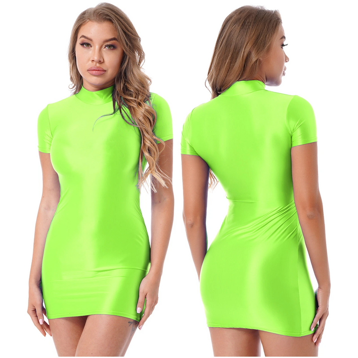 Shiny Silk Bodycon Mini Dress