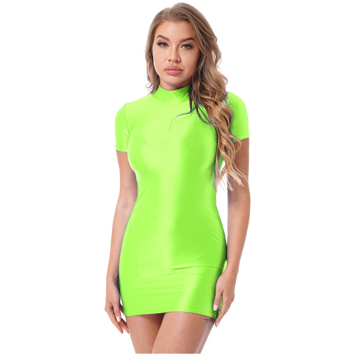 Shiny Silk Bodycon Mini Dress