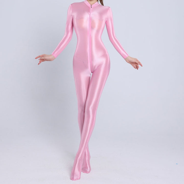 Shiny Spandex Double Zipper Catsuit