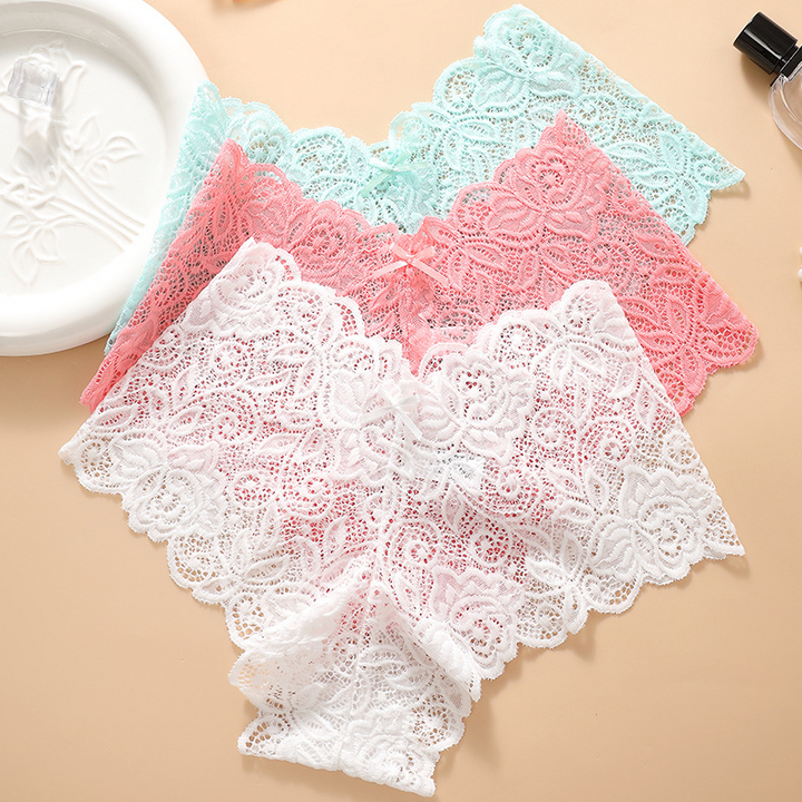 Sheer Lace Mesh Low-Rise Thong