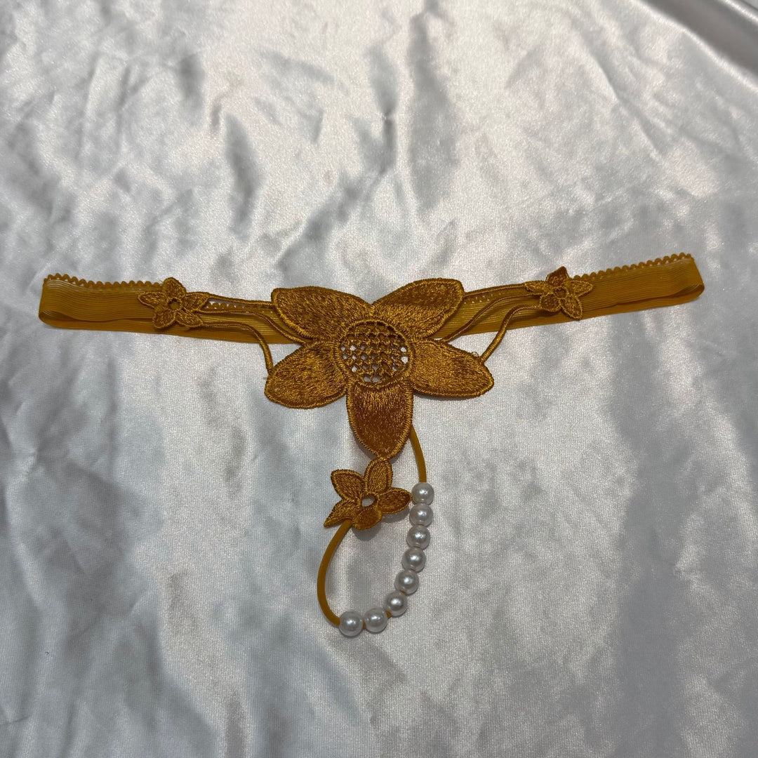 Pearl Flower Lace Thong