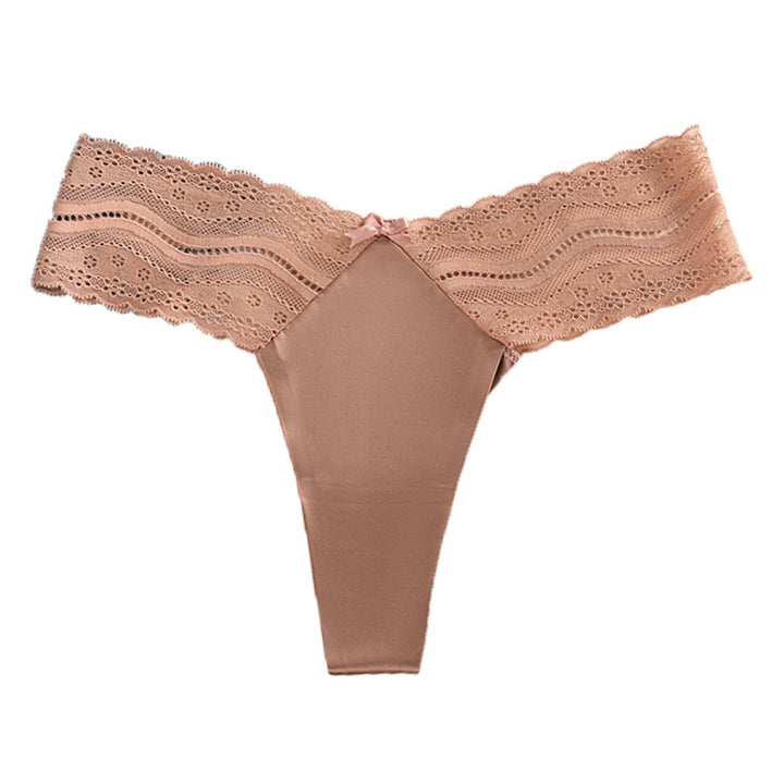 Satin Lace Seamless Thong