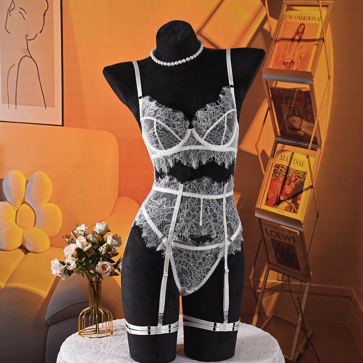 Delicate Eyelash Lace Garter Set