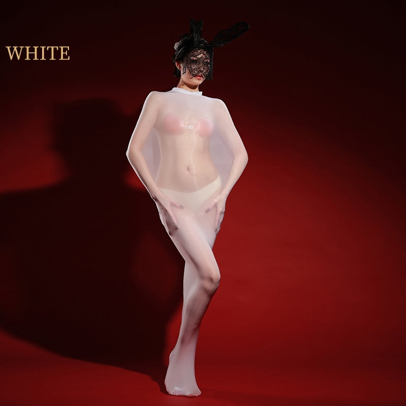 Glossy Sheer Full-Body Encasing Stocking Bodysuit