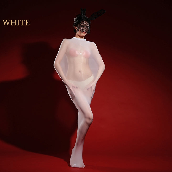 Glossy Sheer Full-Body Encasing Stocking Bodysuit