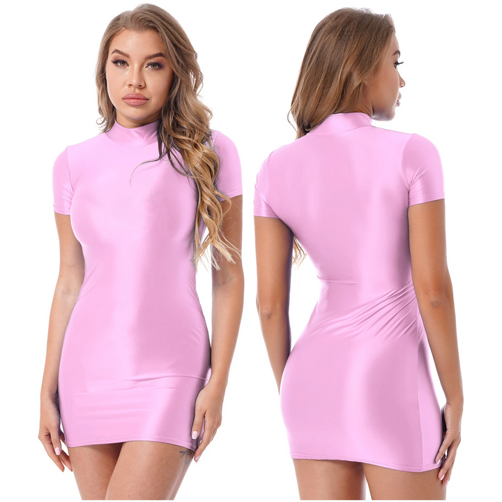 Shiny Silk Bodycon Mini Dress