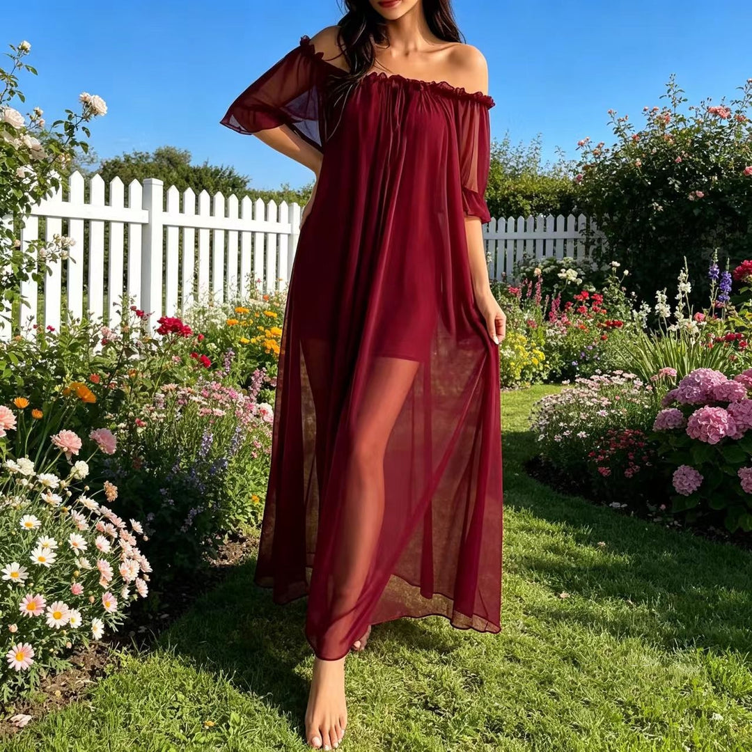 Sheer Ruffle Maxi Slip Dress