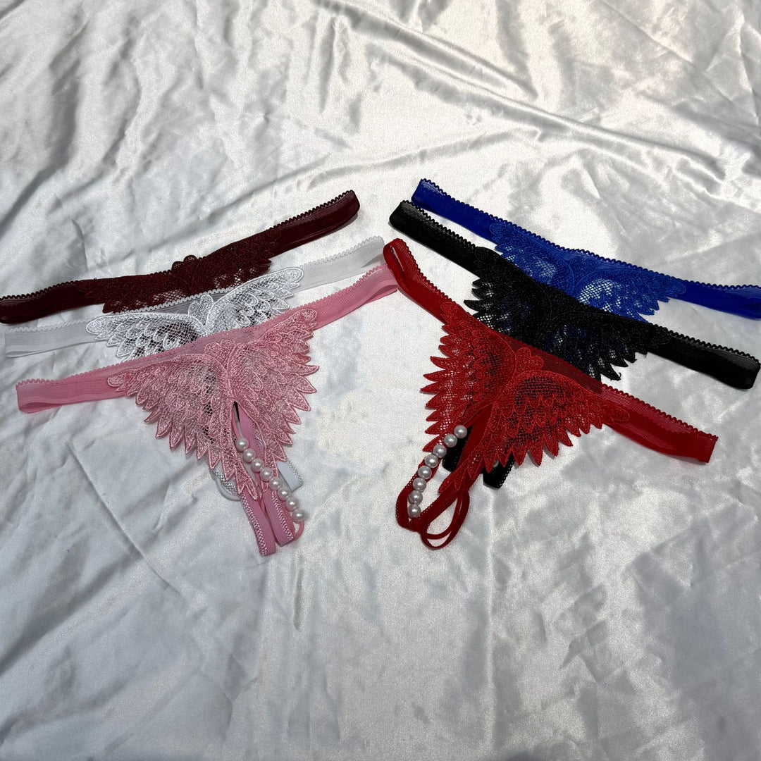Angel Wing Pearl Lace Thong