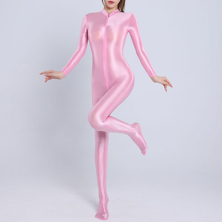 Shiny Spandex Double Zipper Catsuit