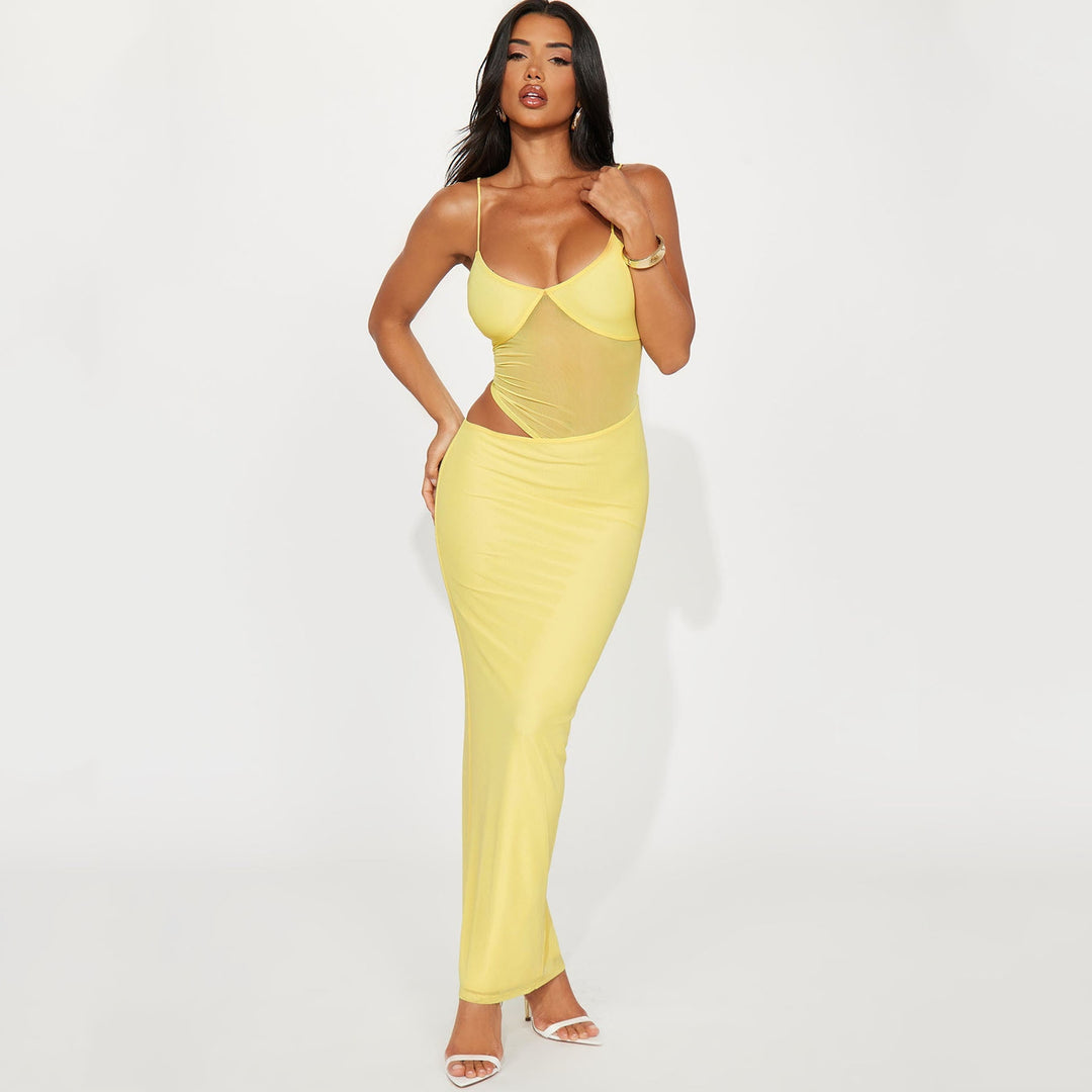 Illusion Cutout Bodycon Maxi Dress