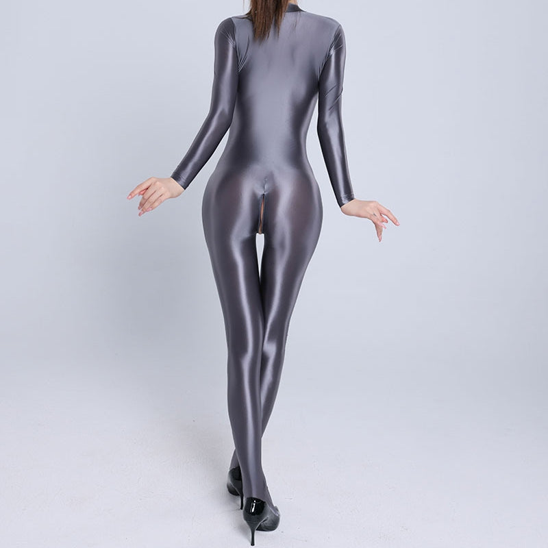 Shiny Spandex Double Zipper Catsuit