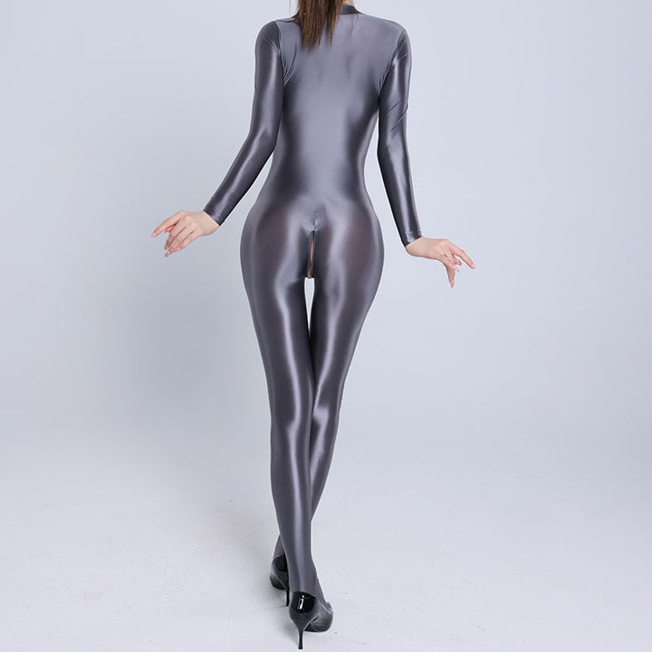 Shiny Spandex Double Zipper Catsuit