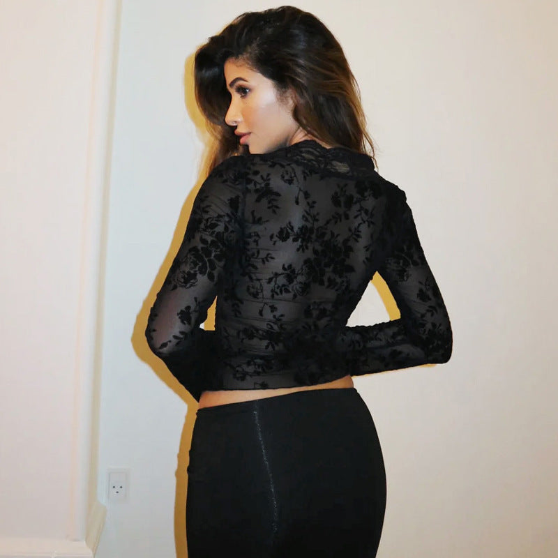 Sheer Lace V Neck Cardigan
