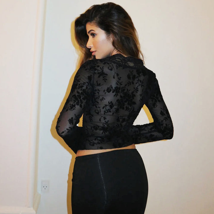 Sheer Lace V Neck Cardigan