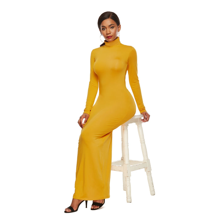 Tight Fit Long Sleeve Maxi Dress