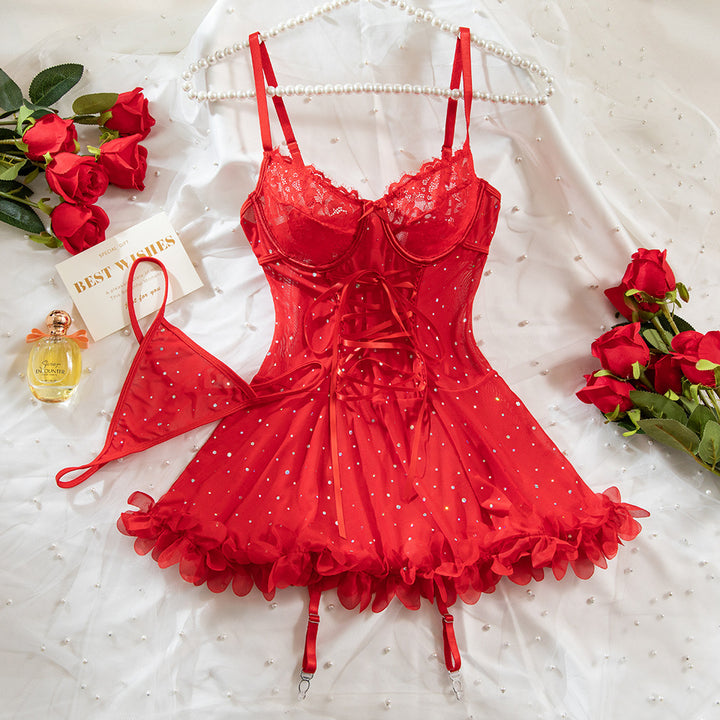 Sparkly Sheer Lace Mesh Dress