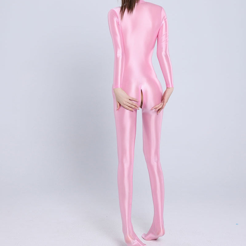 Shiny Spandex Double Zipper Catsuit