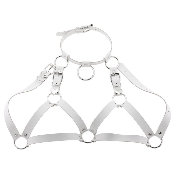 Leather Harness Choker Bondage Belt Set