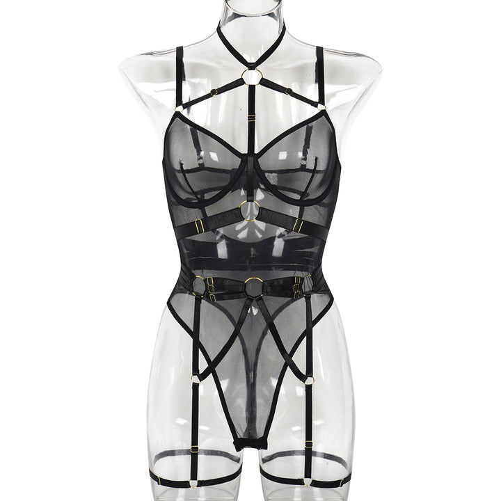 Leopard Mesh Strappy Bodysuit