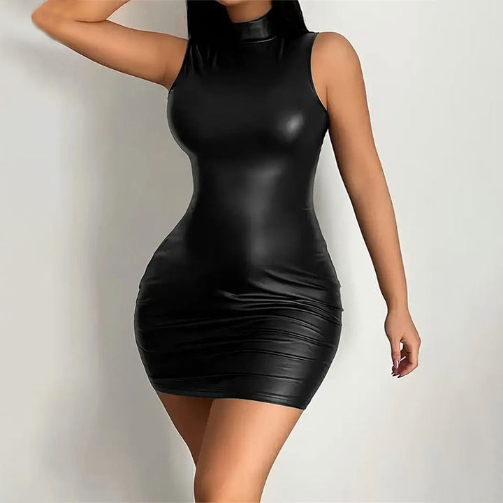 Faux Leather Bodycon Mini Dress