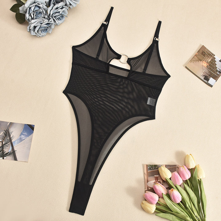 Sheer Mesh Backless Bodysuit