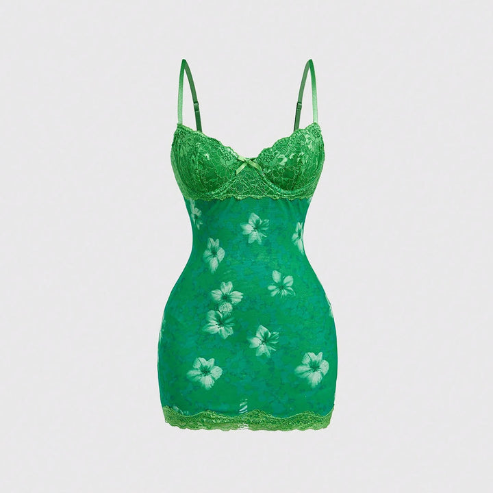 Leopard Lace Slip Mini Dress