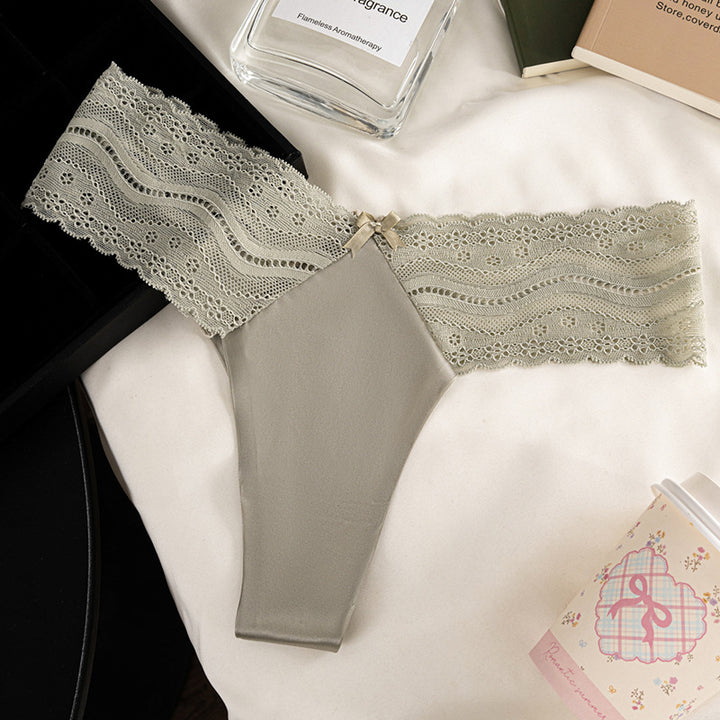 Satin Lace Seamless Thong