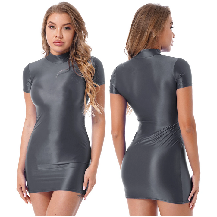 Shiny Silk Bodycon Mini Dress