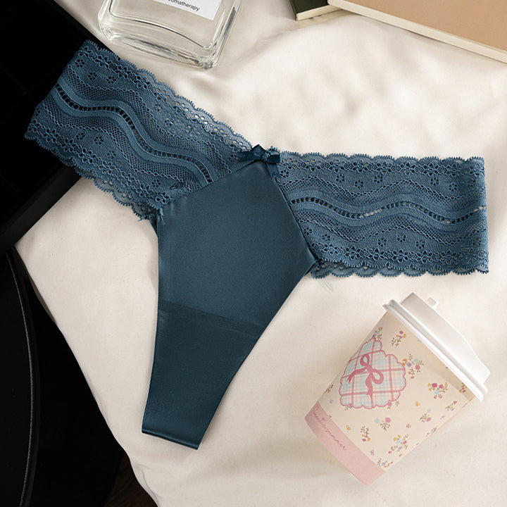 Satin Lace Seamless Thong