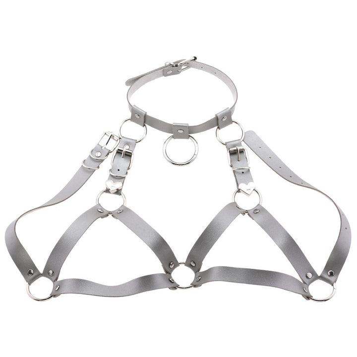 Leather Harness Choker Bondage Belt Set