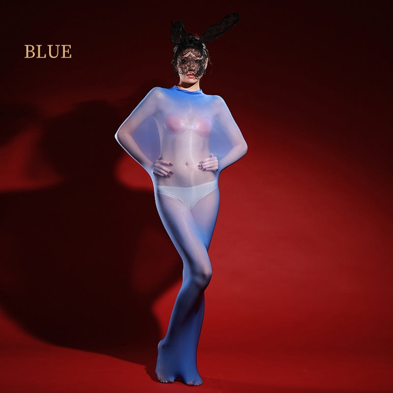Glossy Sheer Full-Body Encasing Stocking Bodysuit