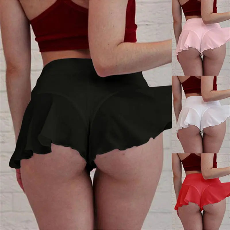 Sheer Ruffle Mini Shorts