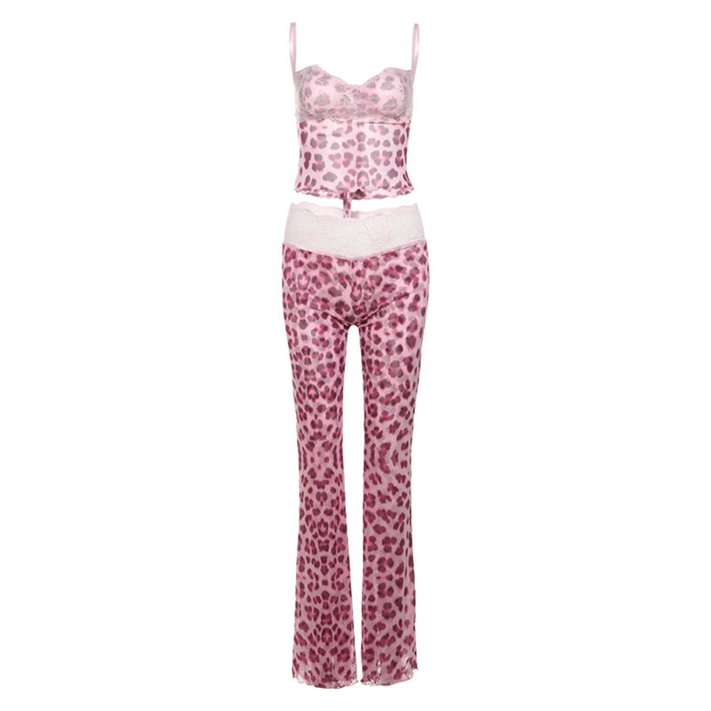 Seductive Two Piece Crop Top Pants Set