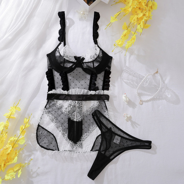 Sheer Mesh Cutout Bodysuit