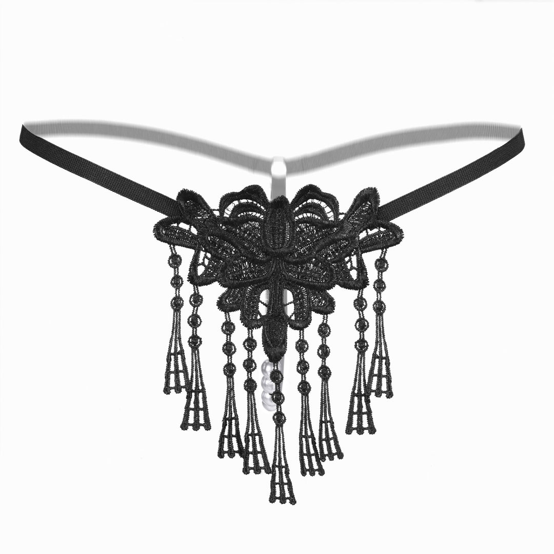 Tassel Pearl Lace Thong