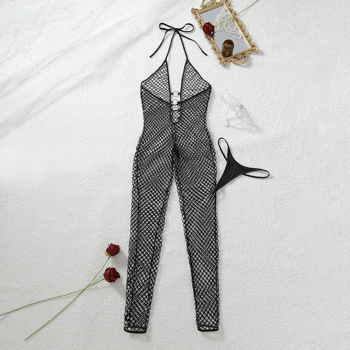 See-Through Cutout Halter Bodystocking Set