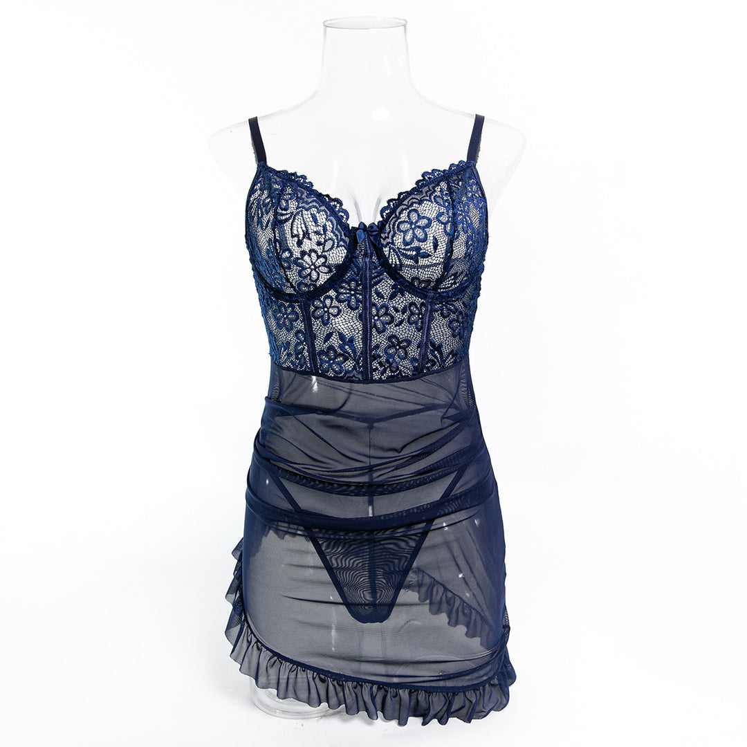 Lace Underwire Mesh Babydoll Dress