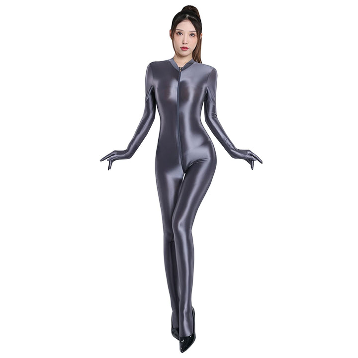 Shiny Spandex Double Zipper Catsuit