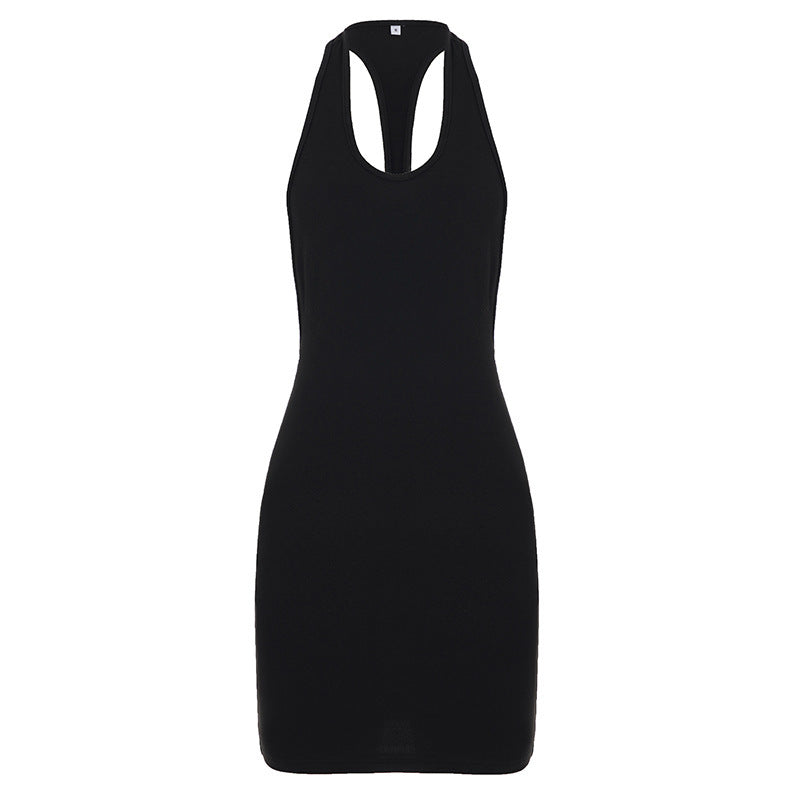 U-Neck Backless Bodycon Mini Dress