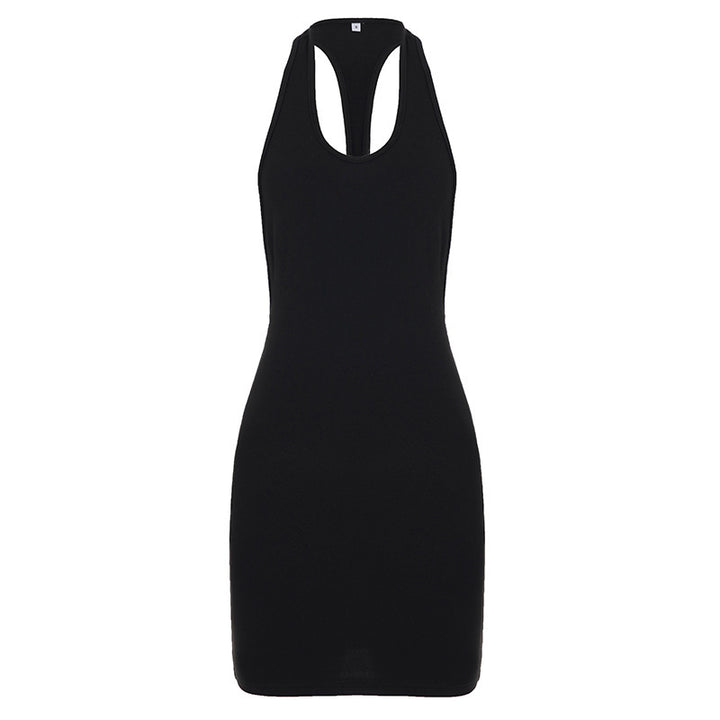 U-Neck Backless Bodycon Mini Dress