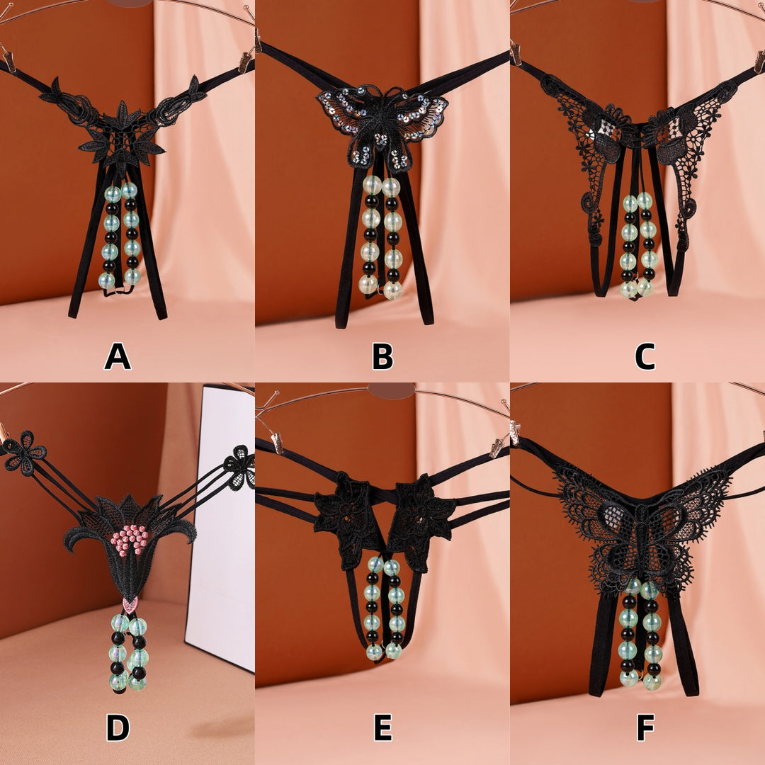 Glow Bead Crotchless Thong