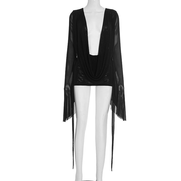 Moonlit Drape Backless Mini Dress