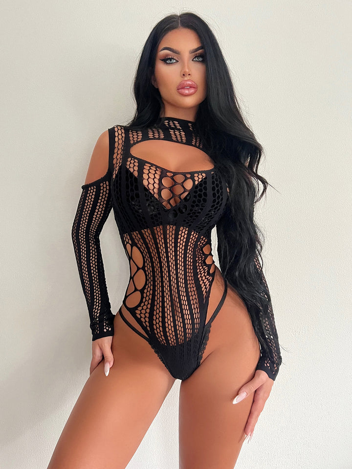 Seductive Cutout Fishnet Bodysuit
