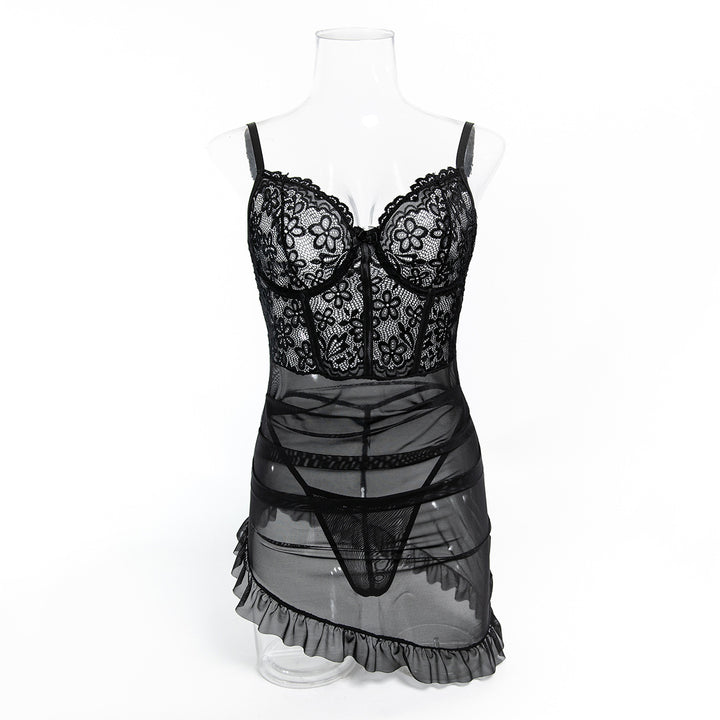 Lace Underwire Mesh Babydoll Dress