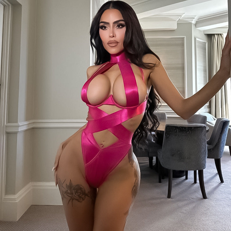 Strappy Cutout Backless Teddy