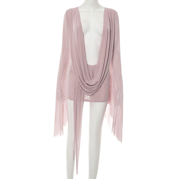 Moonlit Drape Backless Mini Dress